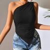 Women Irregular Asymmetrical Off Shoulder Slim Fit Strappy Camisole Vacation Beach Top