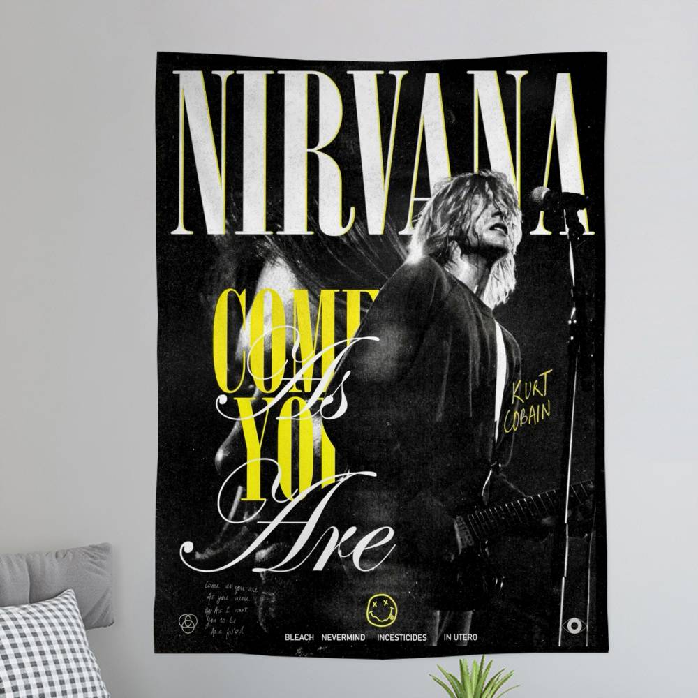 ANNirvanaRock Band Printed Large Wall Tapestry Art Science Fiction Room Home Decor Decor Blanket
