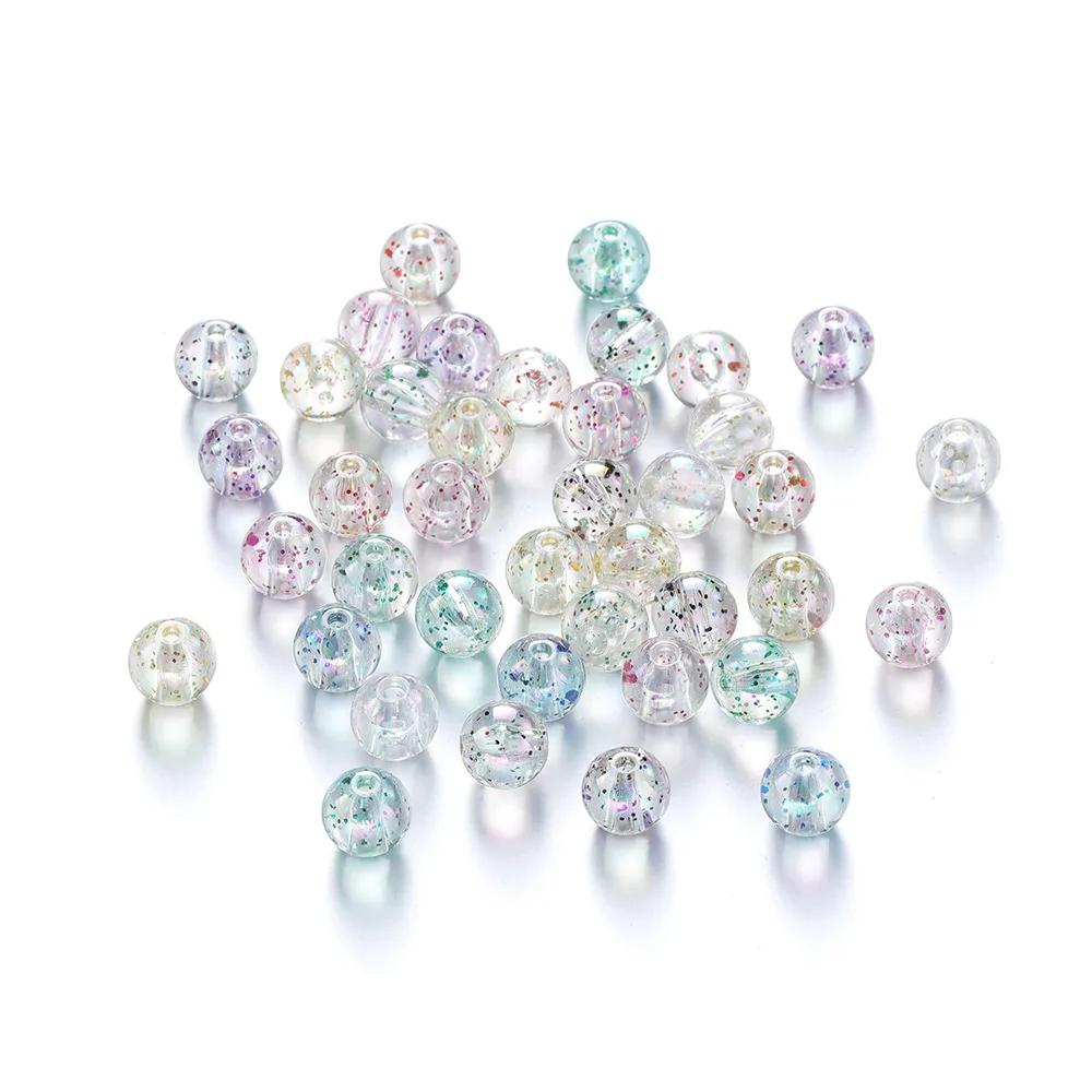 TX59 8 /10mm Acrylic Round Beads Transparent Straight Hole Spacer Beads Jewelry Making Diy Bracelet Necklace Handmade Material