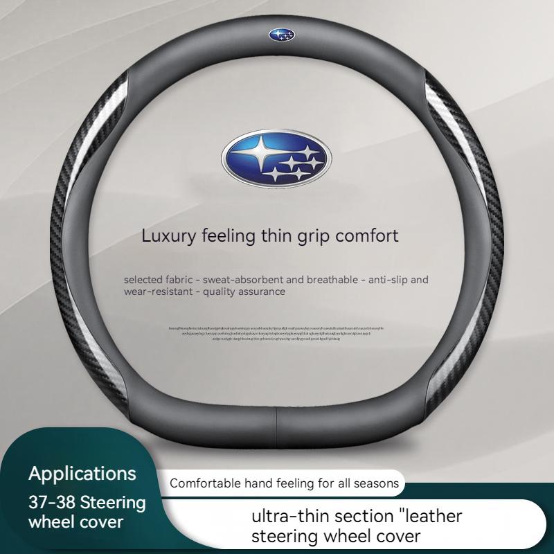 For Subaru Outback Brz Wrx Xv Ascent Forester Impreza Legacy Car Anti-Slip Carbon Fiber Leather Ultrathin Steering Wheel Cover ndj6
