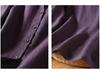 Damen Langarm Leinenhemd Tiefes Lila - Frühher Herbst, Literarisch Retro, Lockere Passform, Hochwertig, Dünner Stil