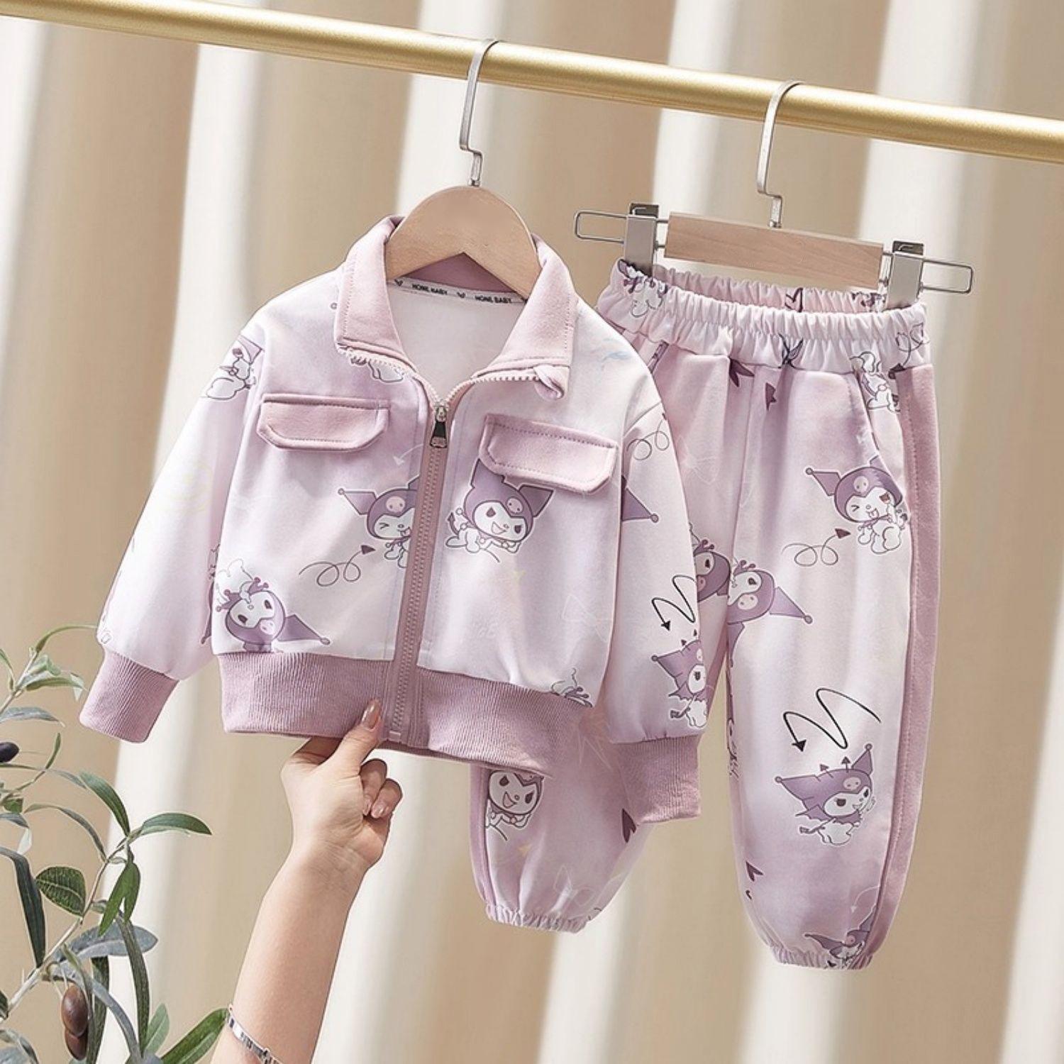 Girls Spring Autumn Cartoon Sweatshirt Two Piece Set Trendy Outfit 90