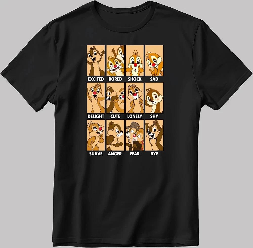 Chip And Dale Cute Moods Graphic Black Tshirt Size S4xl S