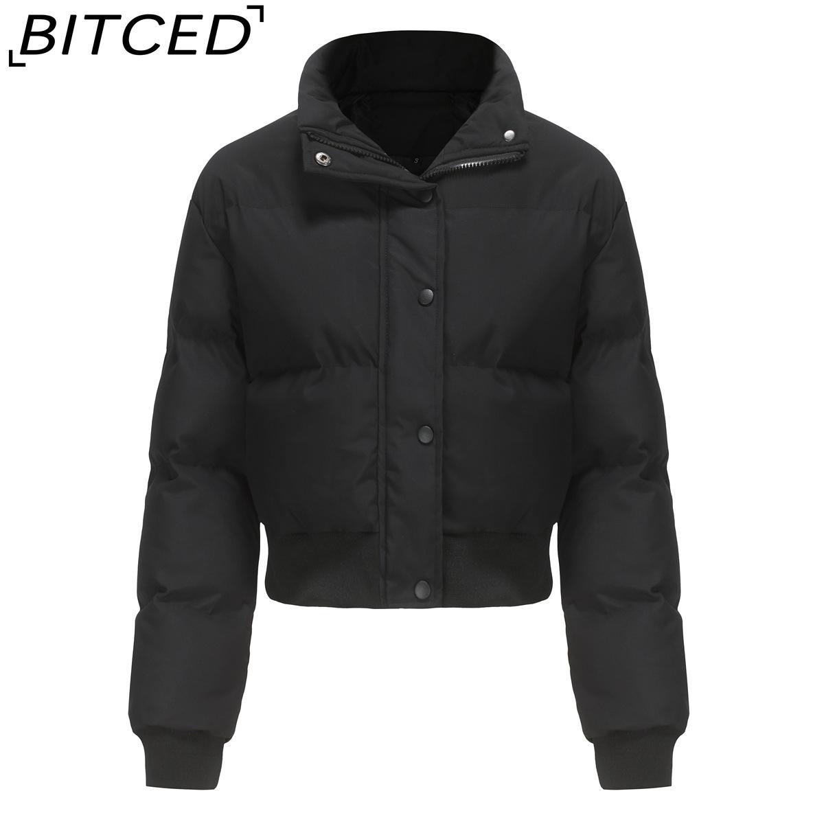 

BITCED Autumn/Winter Women s Short-Length Cotton Coat Long-Sleeved High-Neck Thermal Jacket Loose-Fit Casual Cotton Jacket Puffer Coat XXL чёрный