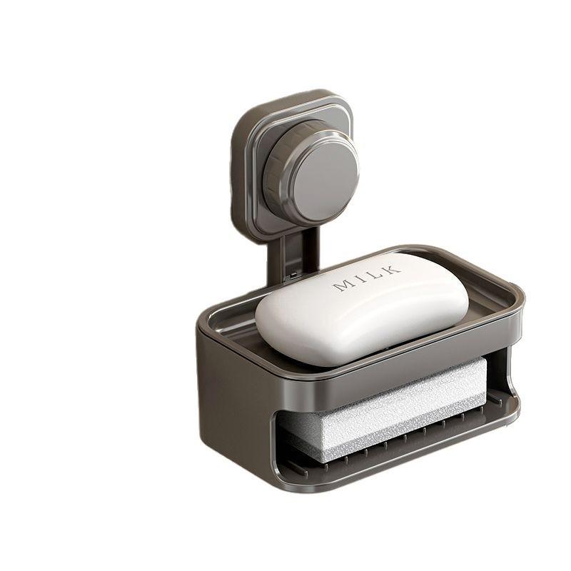 New Non Drill Wall Mounted Shower Rack Wall Mounted Soap Dish with Suction Cup Drainage Soap Holder for Bathroom Kitchen