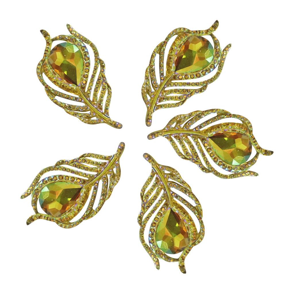 0pcs Feather-shaped Leaf Resin Accessories Flat Bottom Resin Drill Clothes Bag DIY Accessories