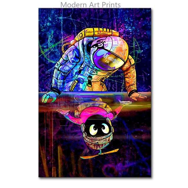 Cool Space Astronaut Canvas Painting Street Graffiti Posters and Prints Wall Art Pictures For Living Room Home Decor Unframed