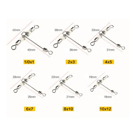 10 bucăți cârlige pivotante pentru conectori de pescuit, cu 3 căi, luminoase în formă de T