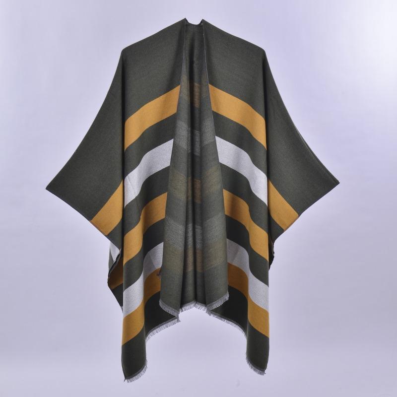 Women's double-sided two-color cape shawl new simple four-season imitation cashmere cape air-conditioned room shawl
