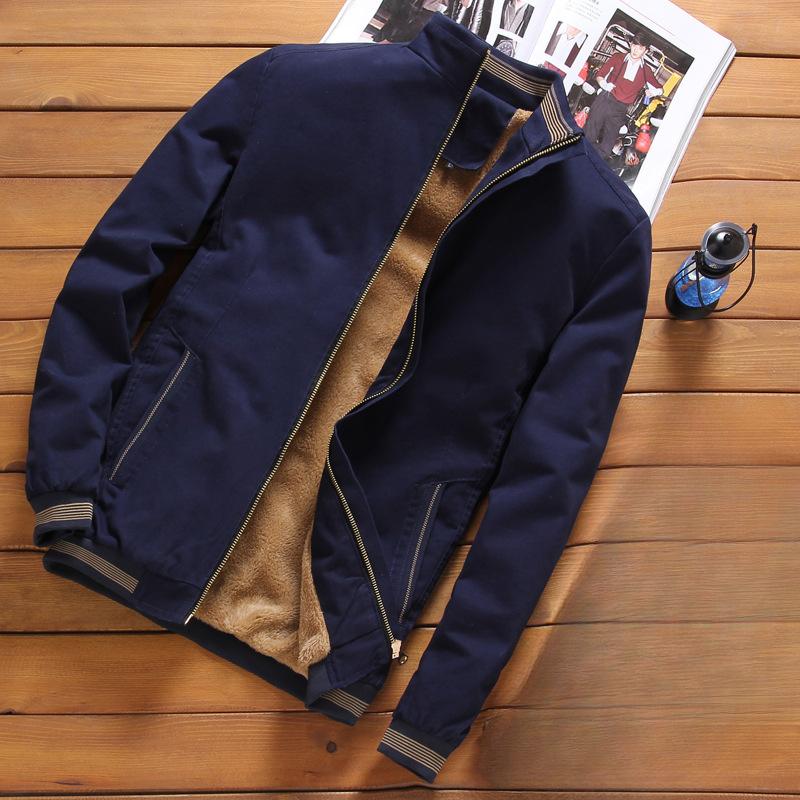 Fleecejacke Herren Winter Koreanische Version Trendig Slim-fit Jugend Stehkragen Baumwolle Übergröße Jacke Herrenbekleidung