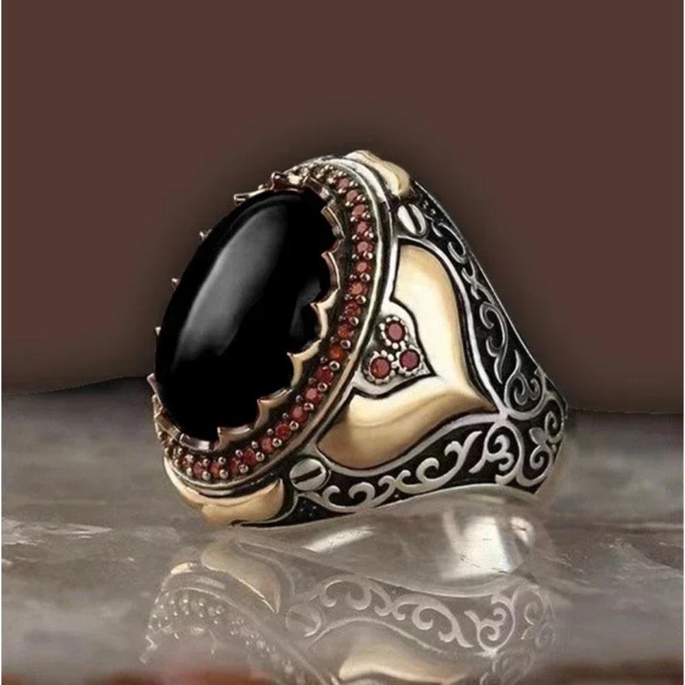 New Inlaid Emerald Mens Luxury Ring Retro Domineering Personality Jewelry for Banquet Party Gifts