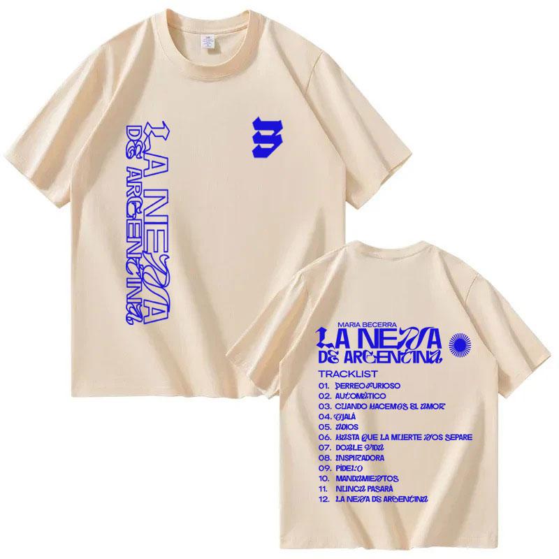 Singer Maria Becerra La Nena Album 2025 Fashion High Quality Oversized Tshrit Mens Women Shortsleeve Tshrits Casual Tops Unisex