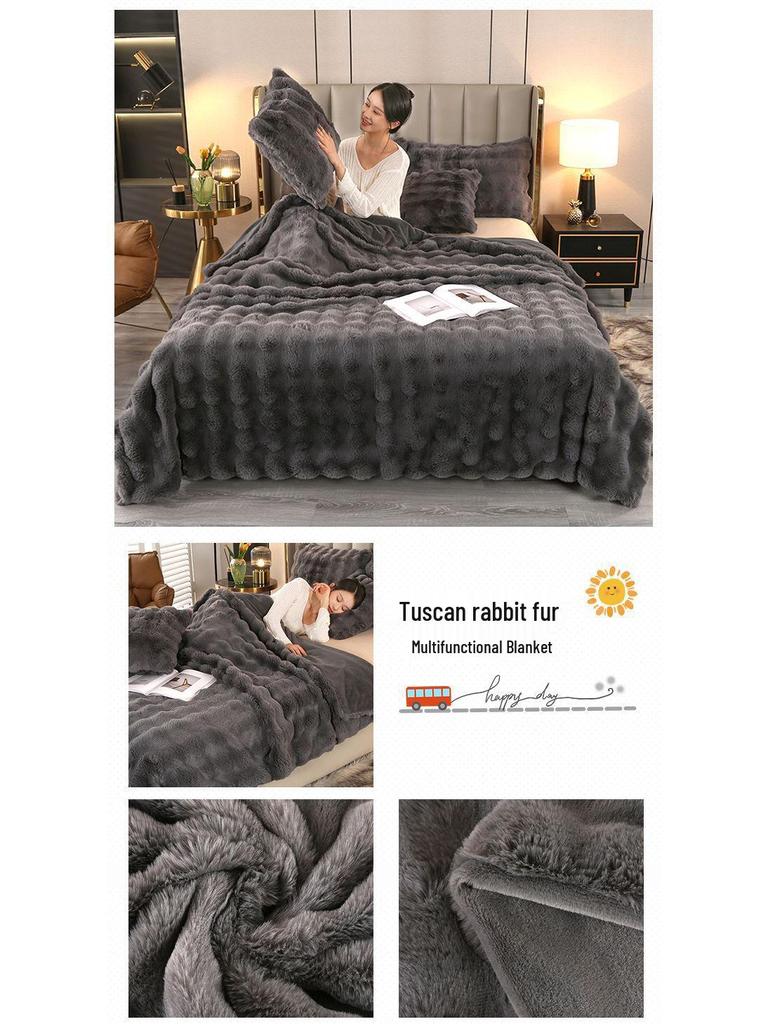 Rote Hasen-Fleece-Plüschdecke - Fleckenresistent, Dick, Kunstpelz, Luxusdecke