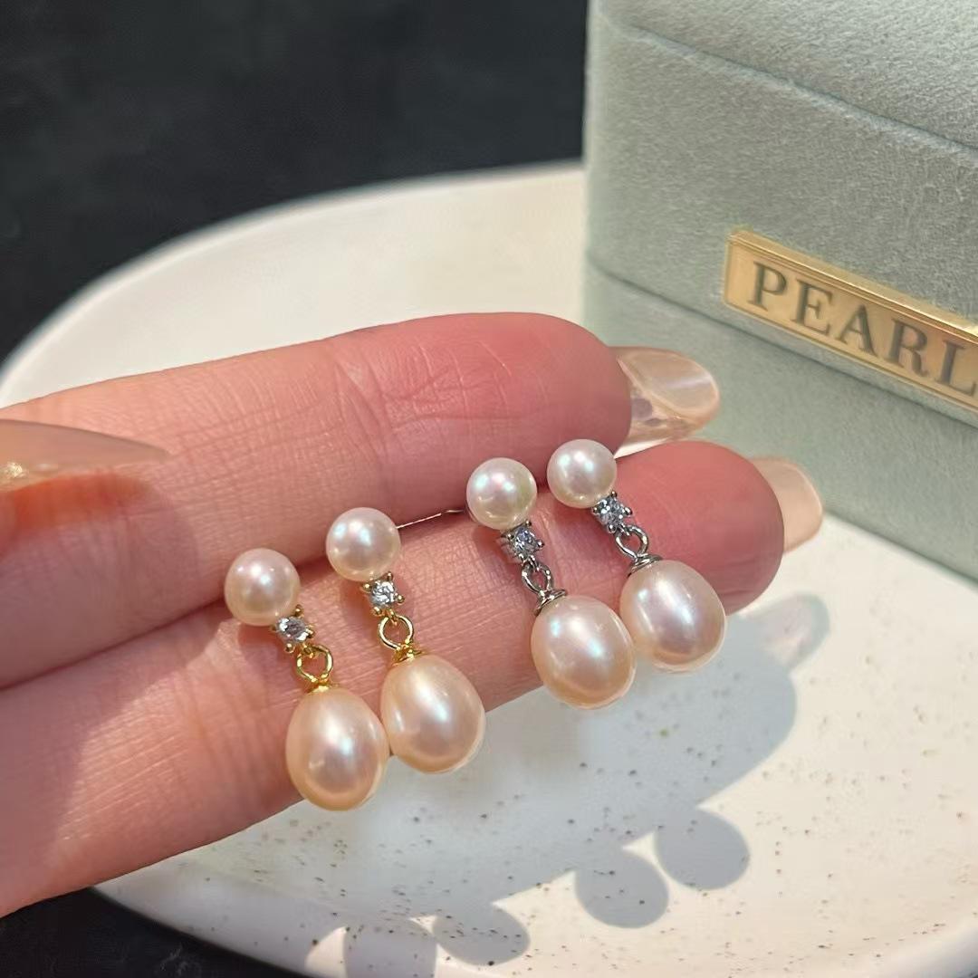 

Элегантные серьги-пусеты из натурального пресноводного жемчуга во французском стиле из серебра S925 серебряный