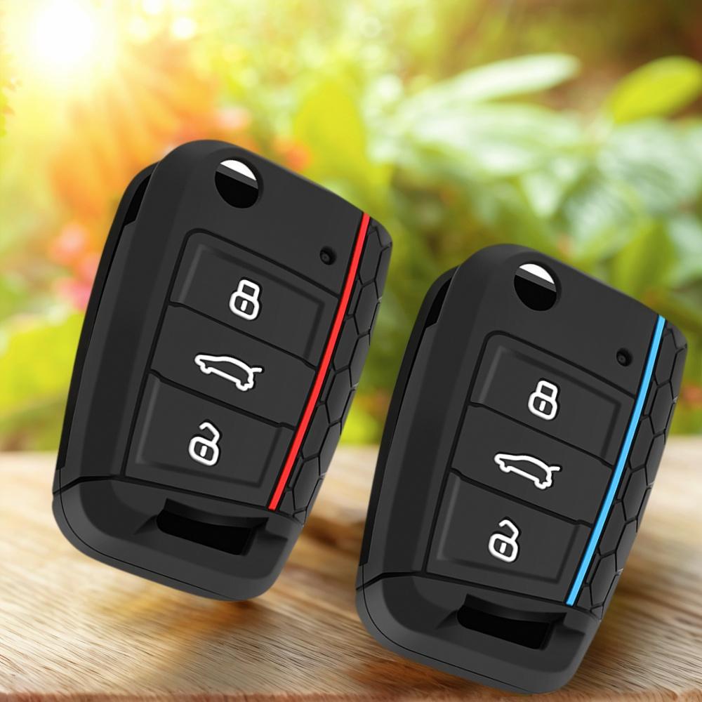 Silicone Car Key Case Cover For Volkswagen Vw Polo Golf 7 Mk7 For Skoda Octavia Combi Seat Leon Ibiza Cuptra Keychain