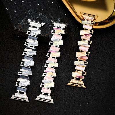 Dopamine Strap For Apple Watch 9 8 7 6 5 4 SE UItra 2 Geometric Lady Metal Elastic Bracelet for iWatch 42mm 40 38 41 49 45 44mm