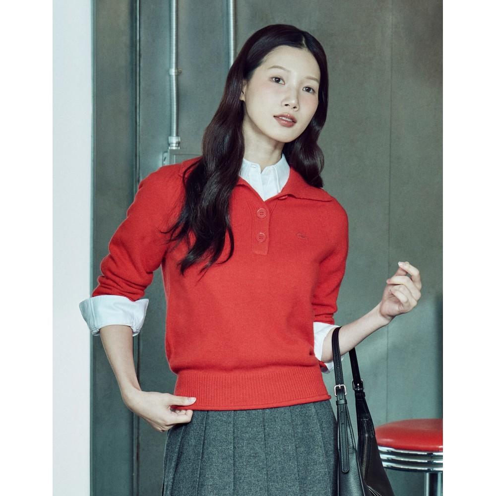 [lacoste] Women s Carded Wool Half-Button Sweater AF4010-55N240 34