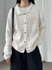 Korean Style Retro Knit Cardigan - Short Sleeve, Hollow-Out Design for Autumn/Winter
