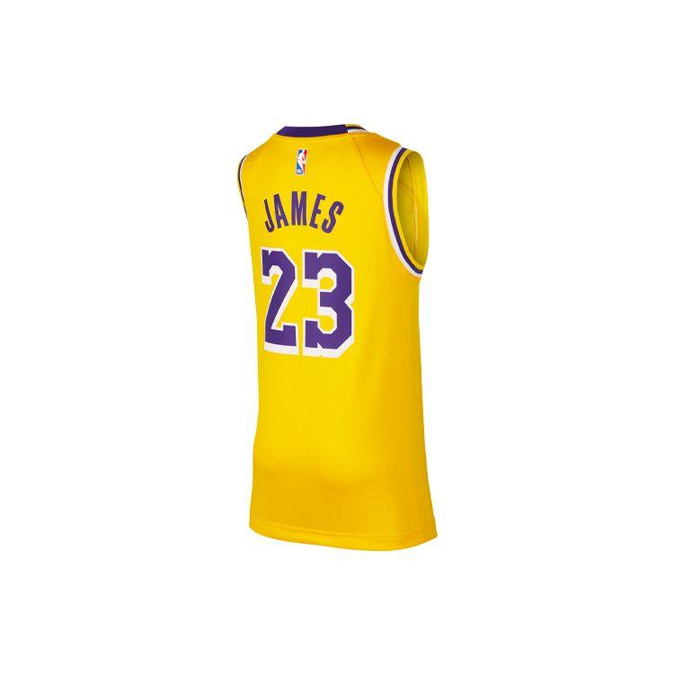 Nike Kids Basketball Jersey Quick-Dry Sports Tank Los Angeles Lakers Yellow Kids Jersey AA4326-728