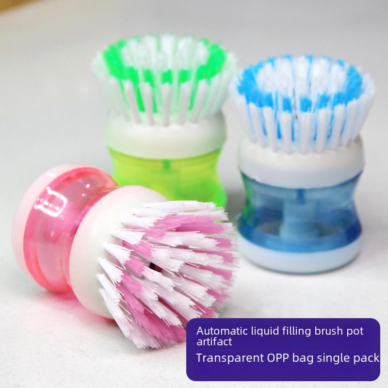 Brosse à vaisselle à distribution automatique de liquide – Nettoyant à huile antiadhésif pour le nettoyage des casseroles de cuisine