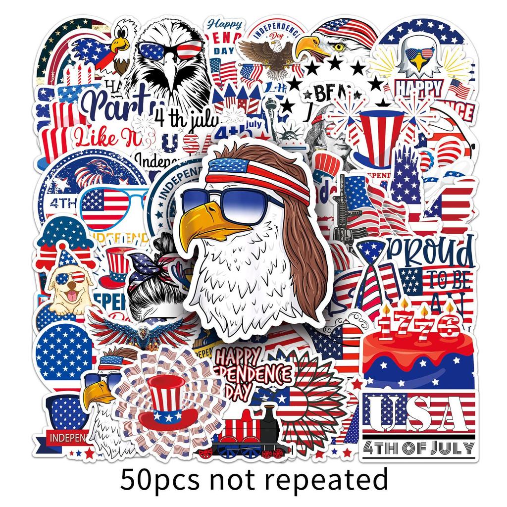 50 Photos of American Independence Day Graffiti Personalized Creative Decoration Mobile Phone Case Water Cup Suitcase Stickers Waterproof