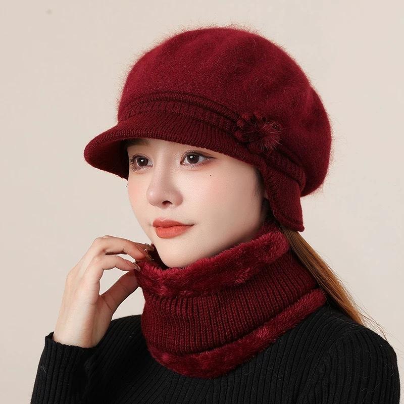 Hat Female Ear Protector Mom Old Lady Grandma Warm Wool Hat Fleece Knitted Hat