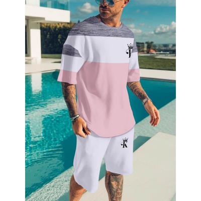 Leisure Sports Set Breathable Outdoor Men's Short Sleeved T-shirt and Shorts Summer 3D Printed Set Adult