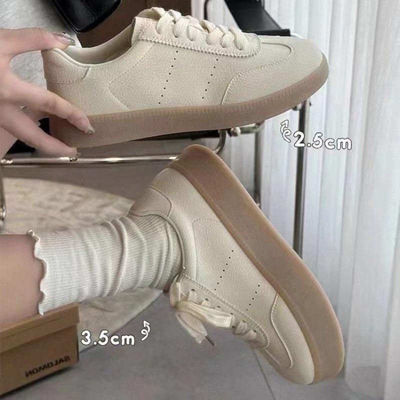 Spring and Autumn Retro Women's Thick-soled Inner Height-increasing White Shoes Versatile Commuter Casual Sports Shoes