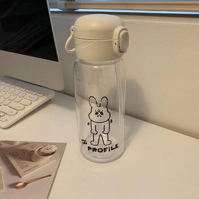 Plastic Water Bottle Water Cup With Straw Simple Large Capacity Portable Drop Resistant And Portable Cup Cartoon Ice Suction Cup