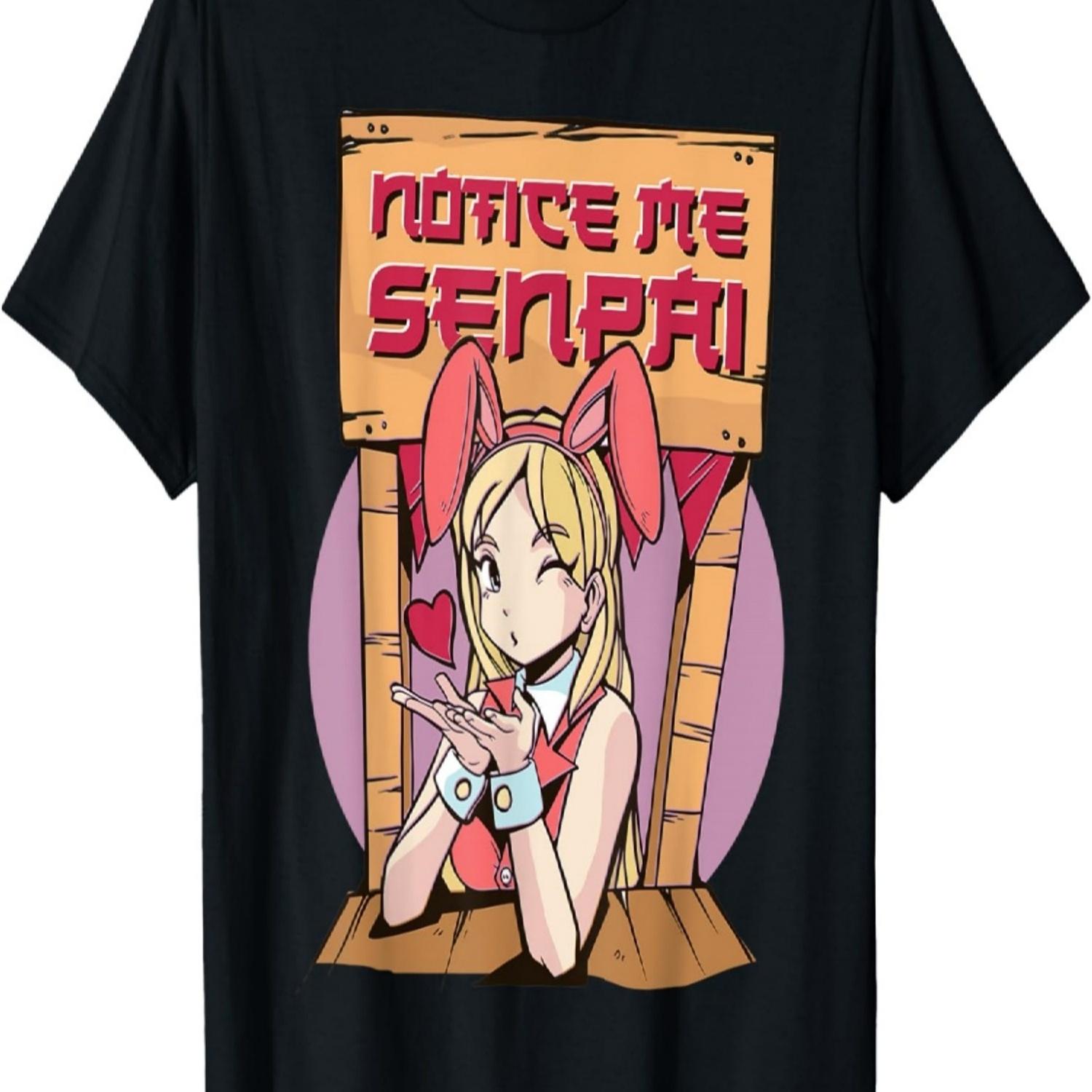 Notice Me Senpai Anime T-Shirt S чёрный