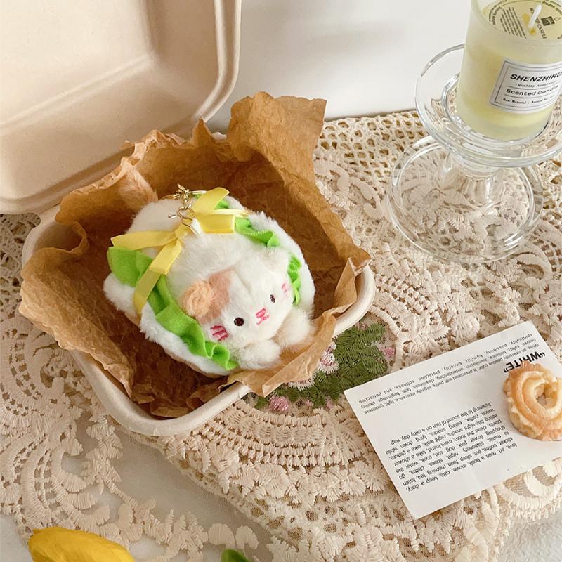 

Cute Cartoon Animal Dog Pendant Plush Keychain Kawaii Creative Food Stuffed Doll Charm Backpack Pendant Accessories Gifts