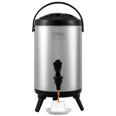 Stainless Steel Insulated Beverage Dispenser, 2 Gallon 7.6 Liter, Thermal Hot and Cold Drink Server Dispenser with Spigot Handle