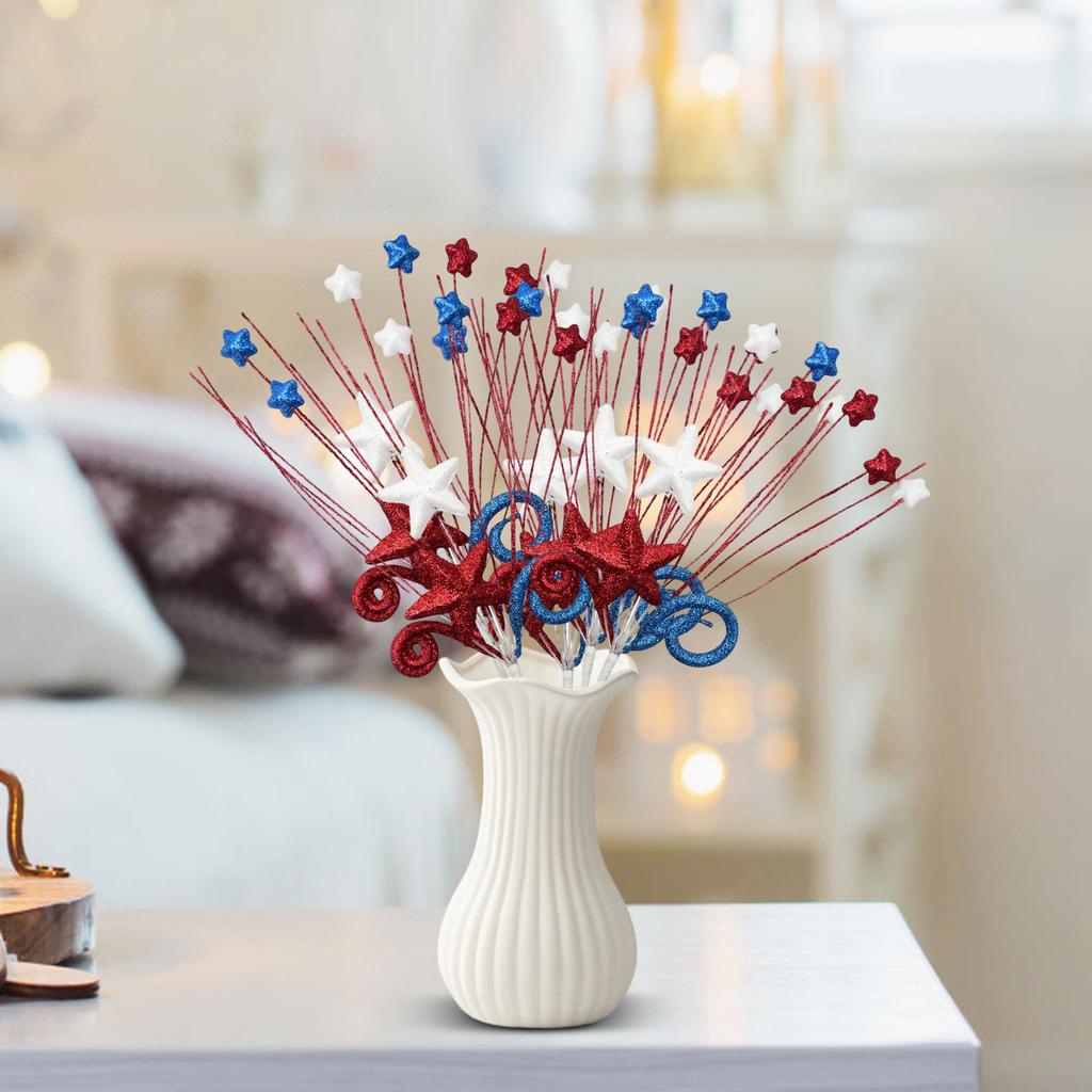 Glitter Foam Star Spray Pick with Wire Stem Decorative Accent for Centerpieces Party Arrangements and Craft Projects