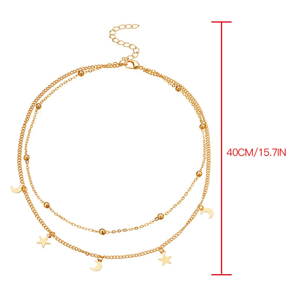 Multi-layer Necklace Women Alloy Moon Star Decoration Choker Neck Chain Girls Neck Jewelry