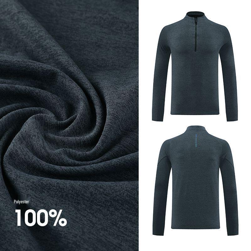 Men's Quick-Dry Long Sleeve Sun Protection T-Shirt with Half Zip for Sports & Fitness