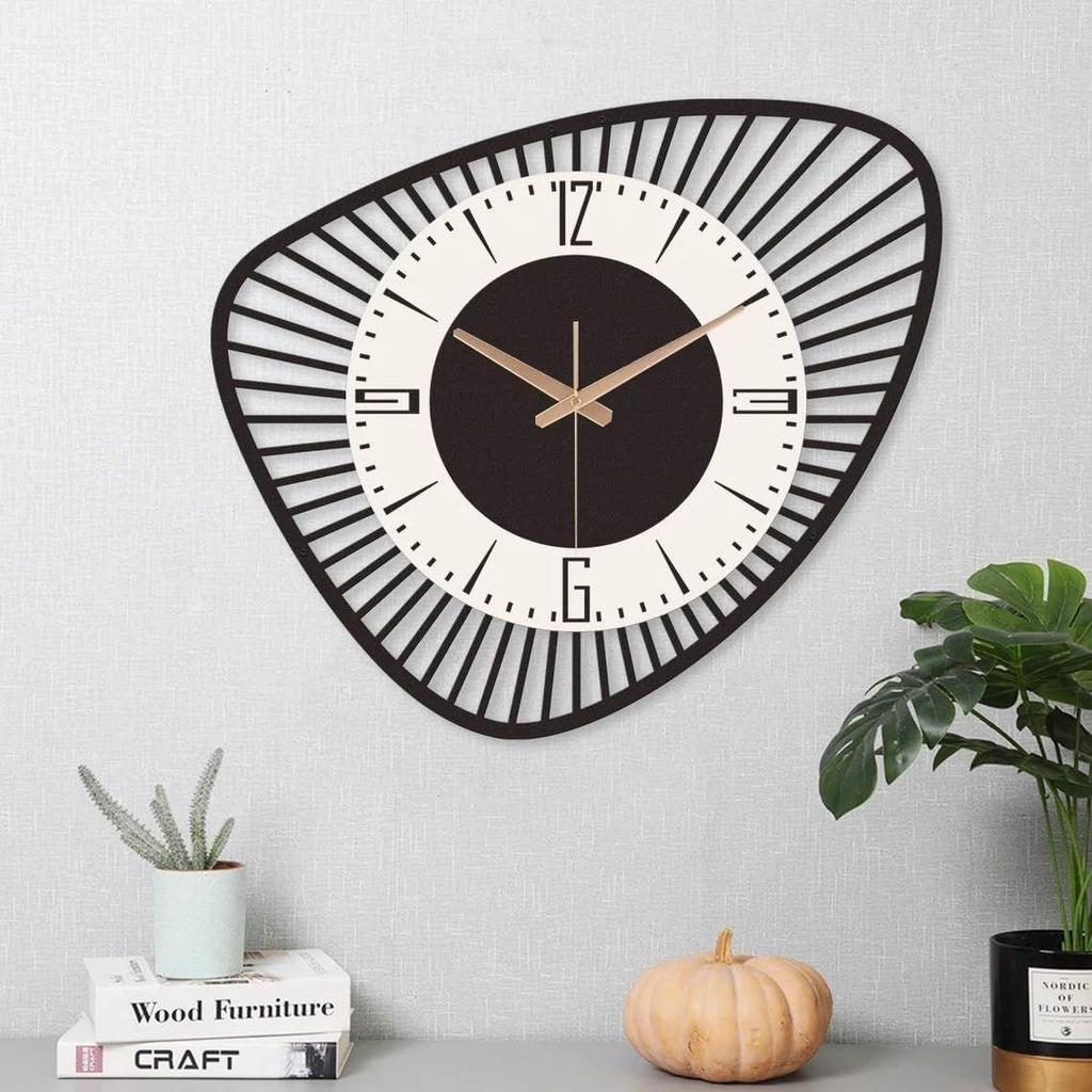 Large World Map Wall Clock, Metal Minimalist Modern Clock, Round Silent Non-Ticking Battery Operated Wall Clocks for Living Room/Home/