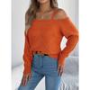 Women S Solid Off Shoulder Lantern Sleeve Pullover Sweater