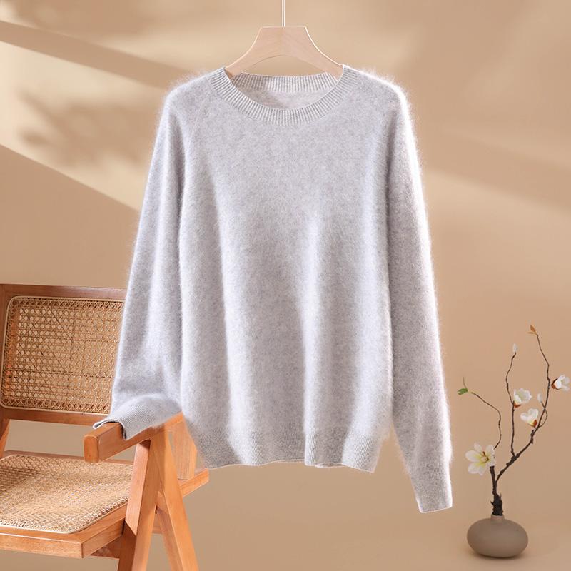 Damski sweter kaszmirowy kaszmir Qinghe 100% kaszmir puszysty ciepły modny szczotkowany