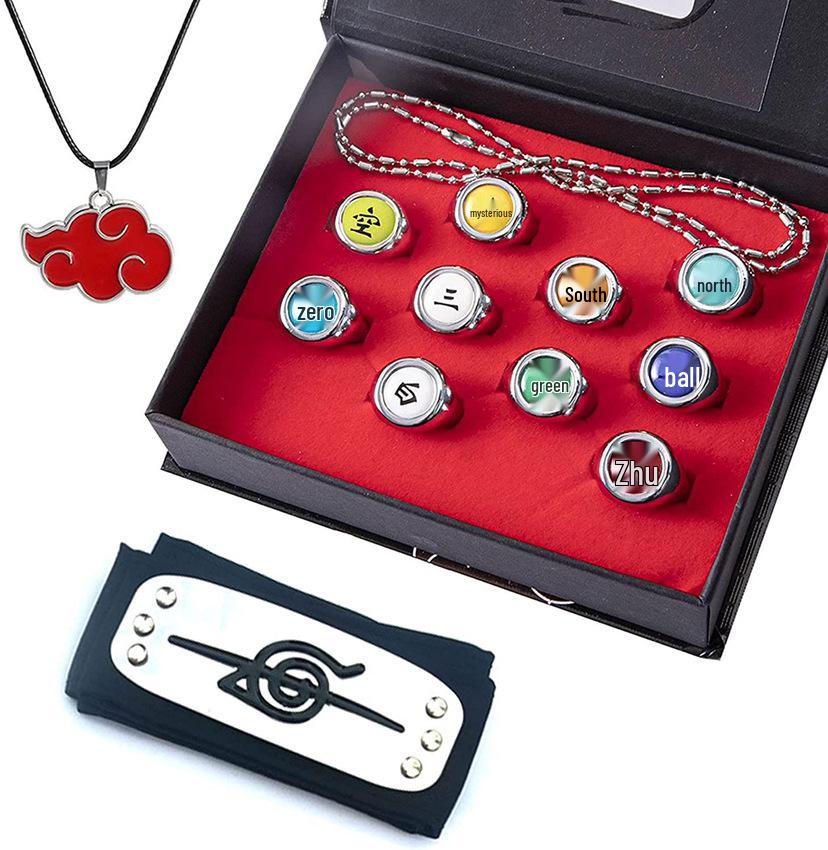 Set Inele Ninja: Akatsuki Itachi, Pain Six Paths, Orochimaru, Vermilion - Accesorii Anime