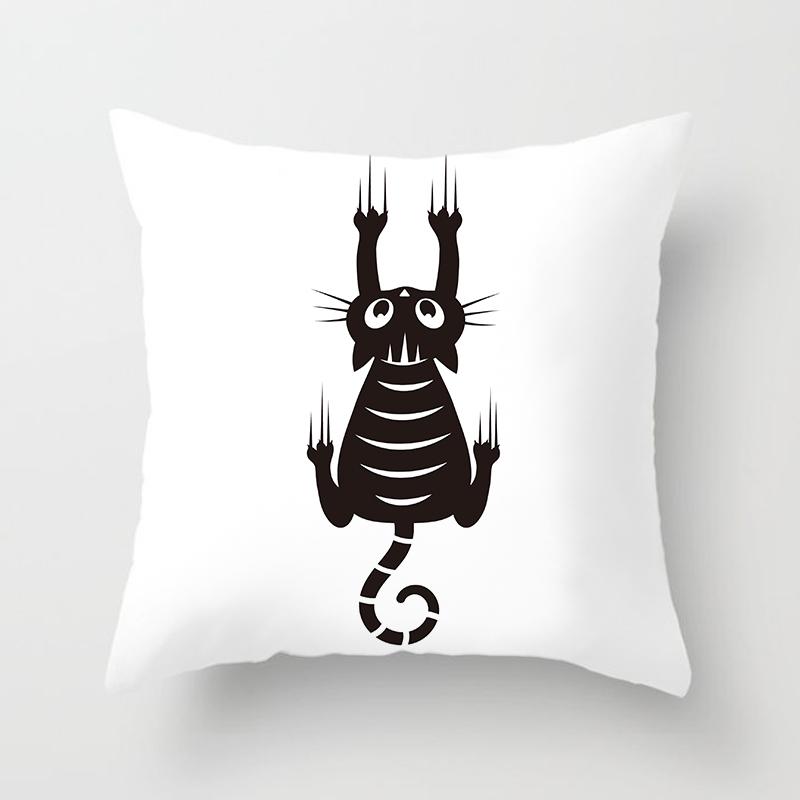 

Череп кота черный домашний декор наволочка непослушный диван украшение автомобиля 45x45 см наволочка квадратный полиэстер 16x16in 40x40cm