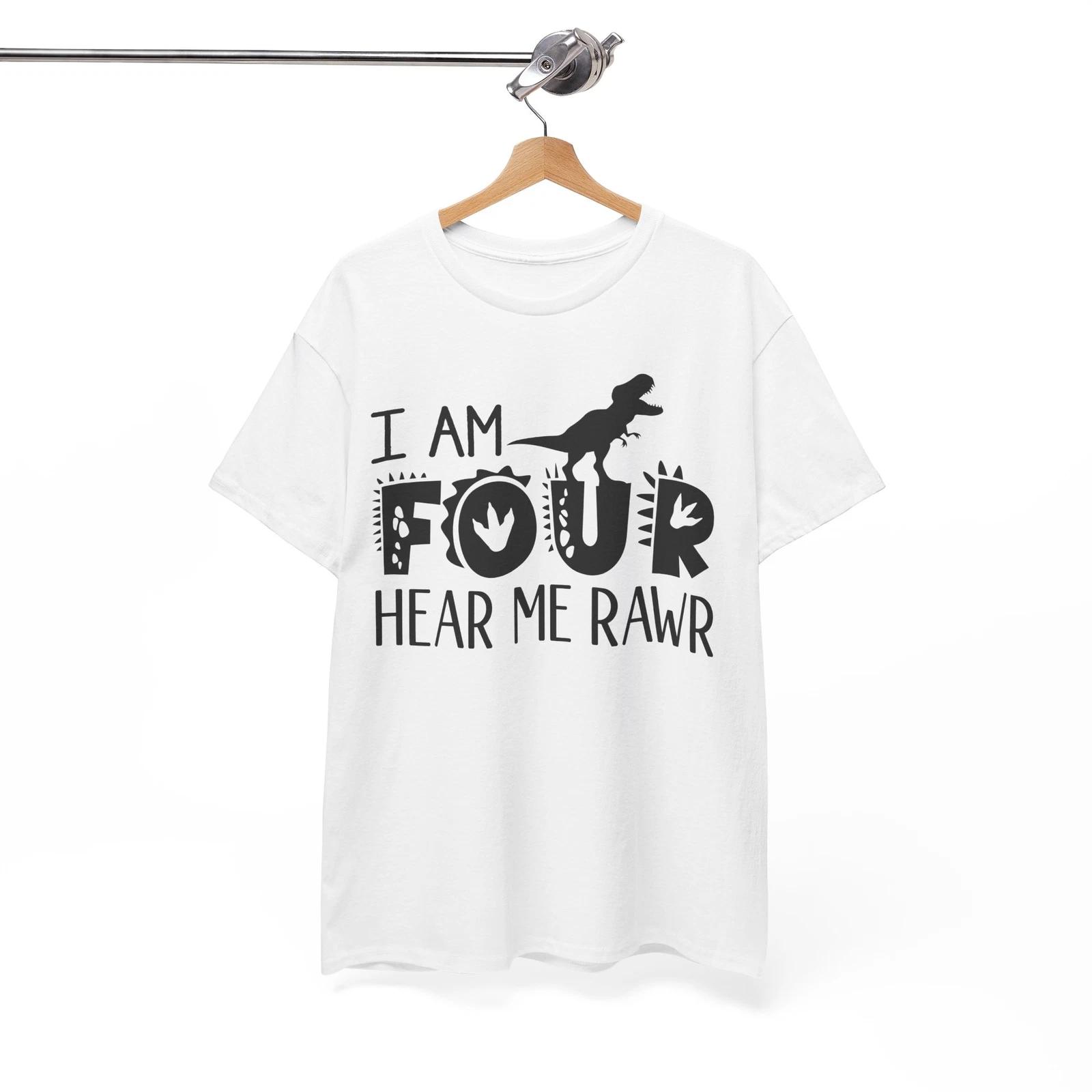Dinosaur T-shirt Tops Tees Unisex | I Am Four Hear Me Shirt| T-Rex Jurassic Lover Shirt M