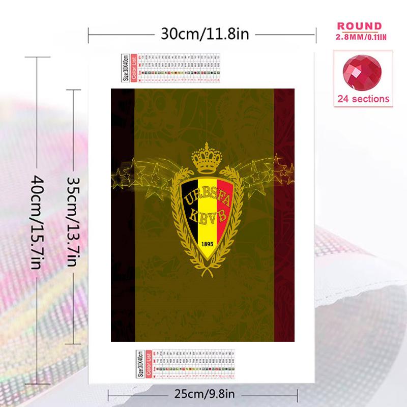 Belgium national football Pattern 3pcs 100% Round Full Drill 5D DIY Diamond Painting Embroidery Cross Stitch Rhinestone Décor