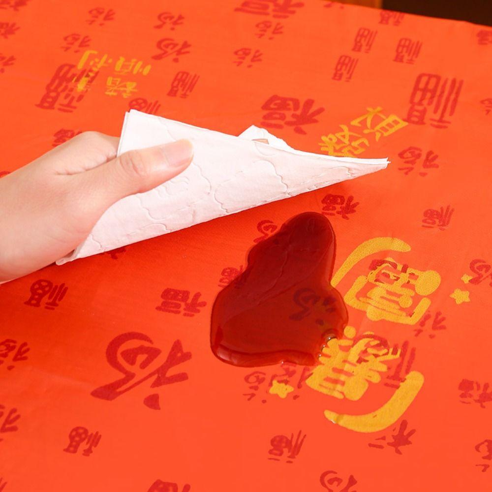 PEVA Tablecloth Thickened Red Festive Table Cloth Portable Table Cover  New Year Party Supplies
