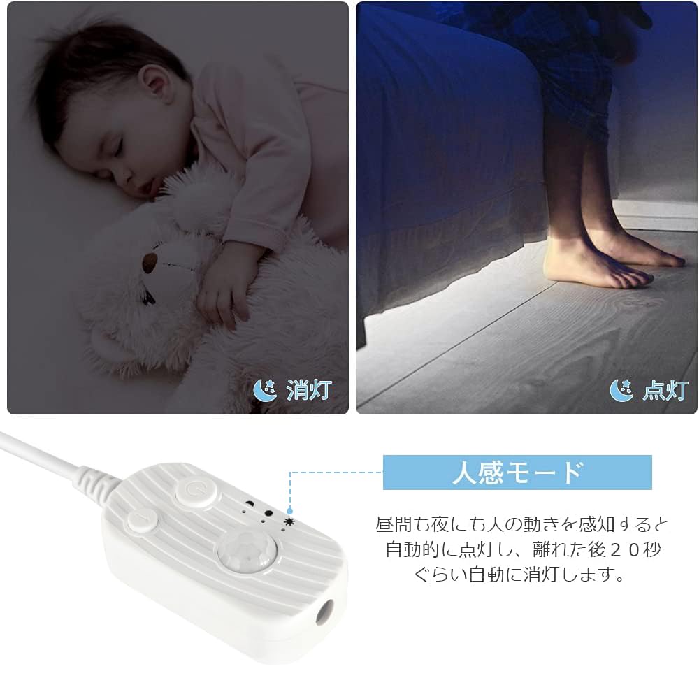 LED Strip Lights, Illumination Lights with Motion Sensor, Indirect Lighting, Front Emitting, Cuttable, Double-Sided Tape, Easy Installation, USB