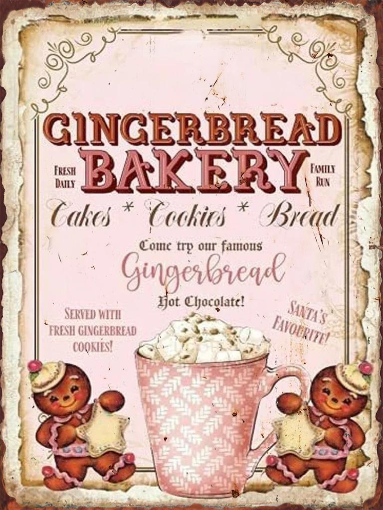 Christmas Hot Drink Metal Tin Sign Bakery Coffee Shop Bar Dessert House Vintage Wall Decor Poster Home Kitchen Decoration Plaque