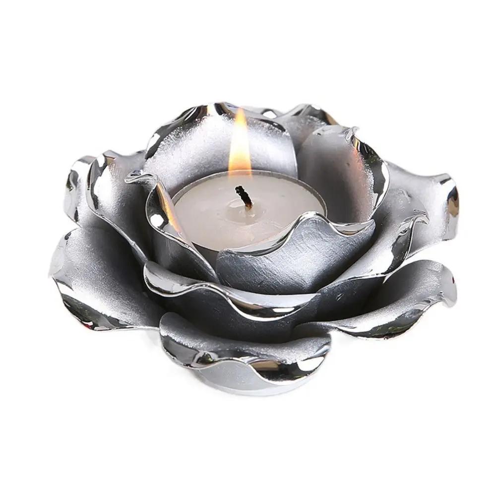 Flower Candle Holder Ceramic Electroplated Nordic Style Iron Art Home Table Decor Craft Ornament