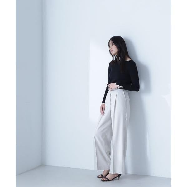 Beauty Basic Boat Neck x Black [Natural Basic] Sweater, All-Knit Series, Knit, Off-White