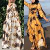 Floral Printting Ramadan Muslim Dress Abayas Lace Up O-Neck Dubai Turkey Islam Clothing Kaftan Robe for Womens Girls