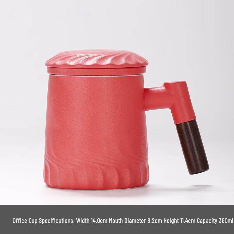 Chaxun Dark Green Ceramic Tea Mug with Lid & Infuser