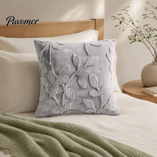 Anti-static Pillowcase Plush Jacquard Pillow Cover, 3D Embossed Solid Color Cushion Case, 17.7 x17.7 Inch Anti-Static Soft Throw Modern Cozy